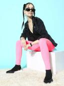 Berrylush Women Pink Solid High Waisted Sports Tights 12