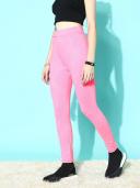 Berrylush Women Pink Solid High Waisted Sports Tights 12