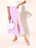 Berrylush Women Purple & White Abstract Printed Flared A-Line Midi Skirt 16