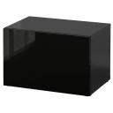BESTÅ Shelf Unit with Door, Black-brown/Selsviken high-gloss/black