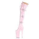 BEYOND-3028 Black Stretch Patent Thigh High Boots 8