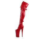 BEYOND-3028 Black Stretch Patent Thigh High Boots 8