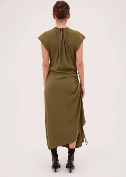 Bianca Spender Olive Crepe Satin Crosby Dress 3 Olive AU518610