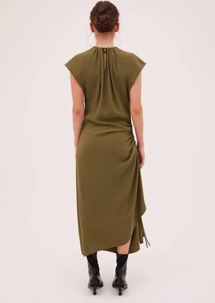 Bianca Spender Olive Crepe Satin Crosby Dress 4 Olive AU518611