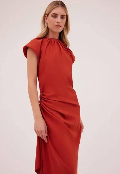 Bianca Spender Rust Satin Crosby Dress | Showroom-X 3 / Rust