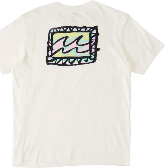 Billabong Men's Crayon Wave Short Sleeve Tee Shirt - Off White | Cotton - Swimoutlet.com