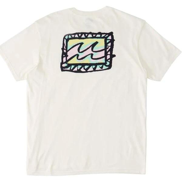 Billabong Men's Crayon Wave Short Sleeve Tee Shirt - Off White XXL | Cotton - Swimoutlet.com