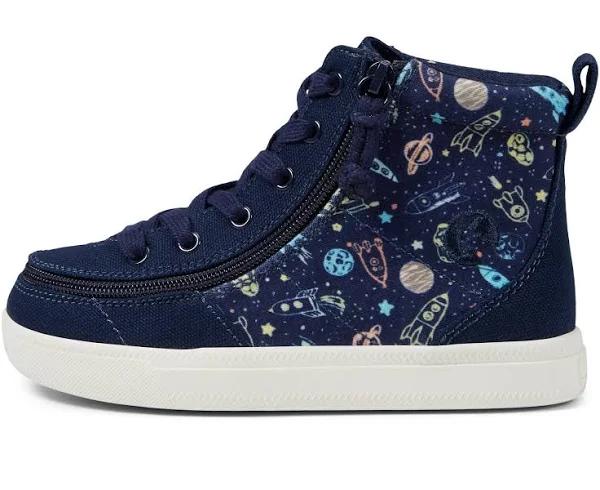 Billy Navy Space Classic Lace High Adaptive Shoes (Easy on/off) - Navy 9 Toddler Boys
