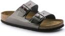 Birkenstock Adult Arizona SFB Grey Leather Slides Sandals