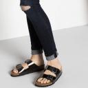 Birkenstock Adult Arizona SFB Grey Leather Slides Sandals