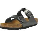 Birkenstock Adult Arizona SFB Grey Leather Slides Sandals