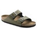 Birkenstock Arizona Birko-Flor Pull Up Olive Vegan Sandals