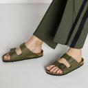 Birkenstock Arizona Birko-Flor Pull Up Olive Vegan Sandals