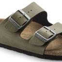 Birkenstock Arizona Birko-Flor Pull Up Olive Vegan Sandals