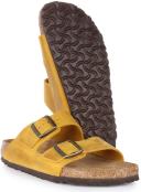 Birkenstock Arizona Oiled Leather Ochre Two-Strap Sandals