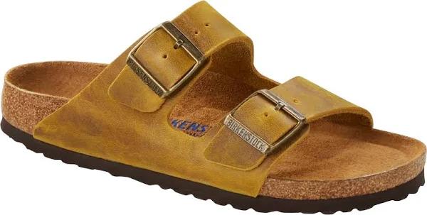 Birkenstock Arizona Oiled Leather Ochre Two-Strap Sandals
