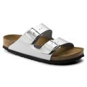 Birkenstock Arizona Soft Footbed Sandal, 41 / Silver Birko Flor