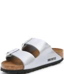 Birkenstock Arizona Soft Footbed Sandal, 41 / Silver Birko Flor