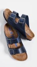 Birkenstock Arizona Soft Slide Sandal in Blue, Size 5-5.5 US