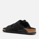 Birkenstock Arizona Suede Leather Black Shearling Two-Strap Sandals - Women's Size 5