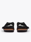 Birkenstock Arizona Suede Leather Black Shearling Two-Strap Sandals - Women's Size 5
