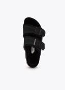 Birkenstock Arizona Suede Leather Black Shearling Two-Strap Sandals - Women's Size 5
