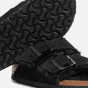 Birkenstock Arizona Suede Leather Black Shearling Two-Strap Sandals - Women's Size 5