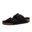 Birkenstock Arizona Suede Leather Black Shearling Two-Strap Sandals - Women's Size 5