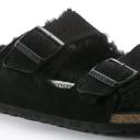 Birkenstock Arizona Suede Shearling Black Sandals