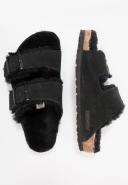 Birkenstock Arizona Suede Shearling Black Sandals
