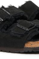 Birkenstock Arizona Suede Shearling Black Sandals