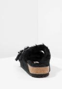 Birkenstock Arizona Suede Shearling Black Sandals