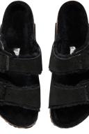 Birkenstock Arizona Suede Shearling Black Sandals