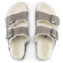 Birkenstock Arizona Suede Shearling Stone Coin Sandals