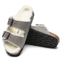 Birkenstock Arizona Suede Shearling Stone Coin Sandals