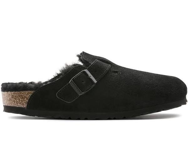 Birkenstock Boston Shearling Suede Leather Black