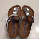 Birkenstock Gizeh Metallic Leather Sandal - Silver