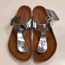 Birkenstock Gizeh Metallic Leather Sandal - Silver
