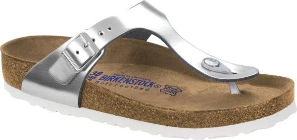 Birkenstock Gizeh Metallic Leather Sandal - Silver