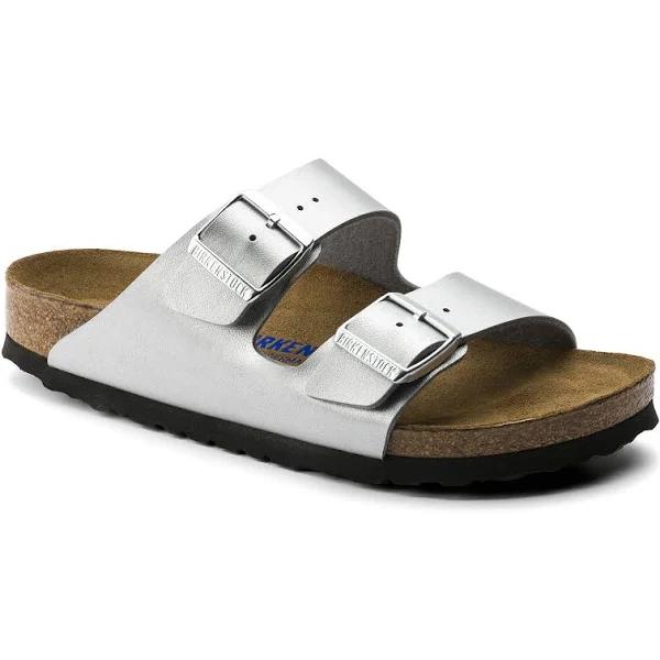 Birkenstock Women's Arizona Soft Footbed Birko-Flor Silver