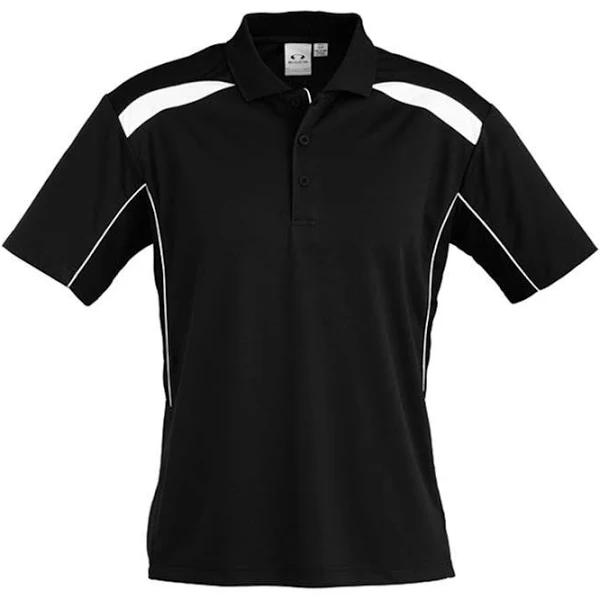 Biz Collection Mens United Short Sleeve Polo 1st ( 9 Colour ) (P244MS) Black/White / 3XL