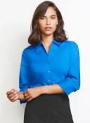 Biz Ladies Monaco 3/4 Sleeve Shirt - S770LT Cyan / 14