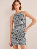Black, Exotic Tile Racer Neck Jersey Mini Dress Women Boden