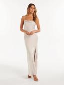 Blair Back-Detail Maxi Dress in Champagne, Size 10 | Polyester
