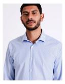 Blaq Slim Long Sleeve 1 Colour Mini Stripe Shirt in Blue 44