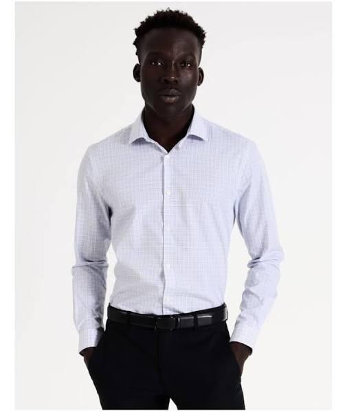 Blaq Slim Long Sleeve 2 Colour Mid Check Shirt in Blue 37