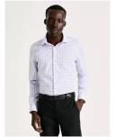 Blaq Slim Long Sleeve 2 Colour Mid Check Shirt in Brown 37