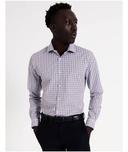 Blaq Slim Long Sleeve 2 Colour Mid Check Shirt in Brown 44