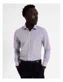Blaq Slim Long Sleeve 2 Colour Mid Check Shirt in Brown 44
