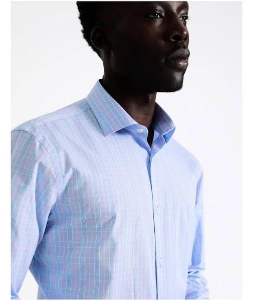 Blaq Slim Long Sleeve Mini Check Shirt in Sky 40